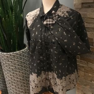 Free People Floral/Plaid Hi-Low Shirt Sz. M